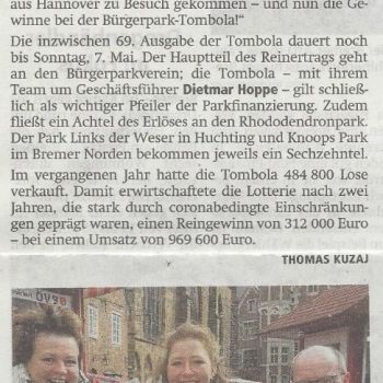 Die Bürgerpark-Tombola in der Kreiszeitung