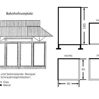 Vitrinenmaße auf dem Bahnhofsvorplatz