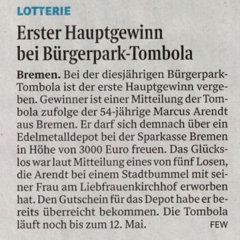 Die Bürgerpark-Tombola im Weser Kurier