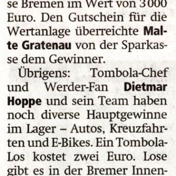 Die Bürgerpark-Tombola in der Kreiszeitung